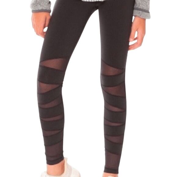IVIVVA BY LULULEMON Girl's Black Mesh Leggings Size 10 - Picture 2 of 5